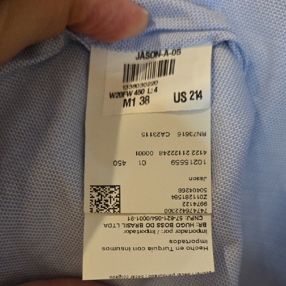 BOSS Hugo Boss Light Blue Jason Slim Fit Dress Shirt Size 15 - Picture 6 of 7